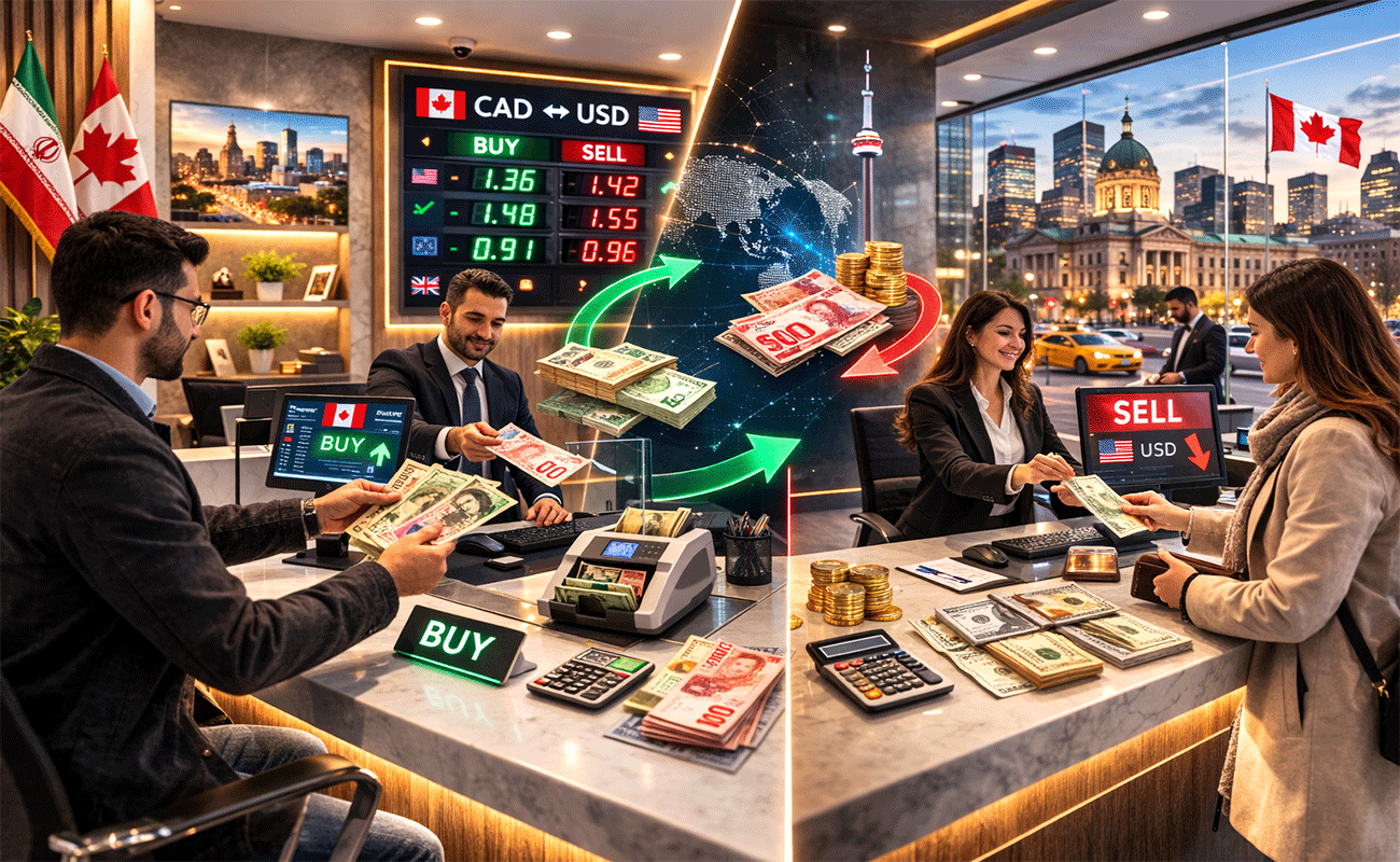 تفاوت خرید و فروش ارز در صرافی داون‌تاون مونترال